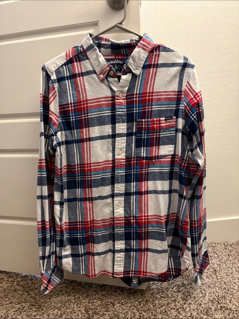chubbies Red, Blue & White Plaid Button-Down Shirt